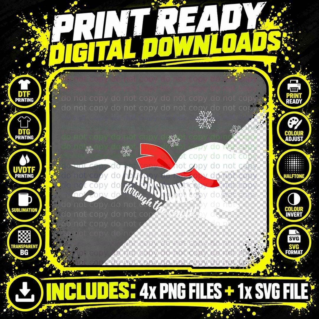 Dachshund Through the Snow Doxie Dog Lovers Christmas Png SVG Digital Bundle