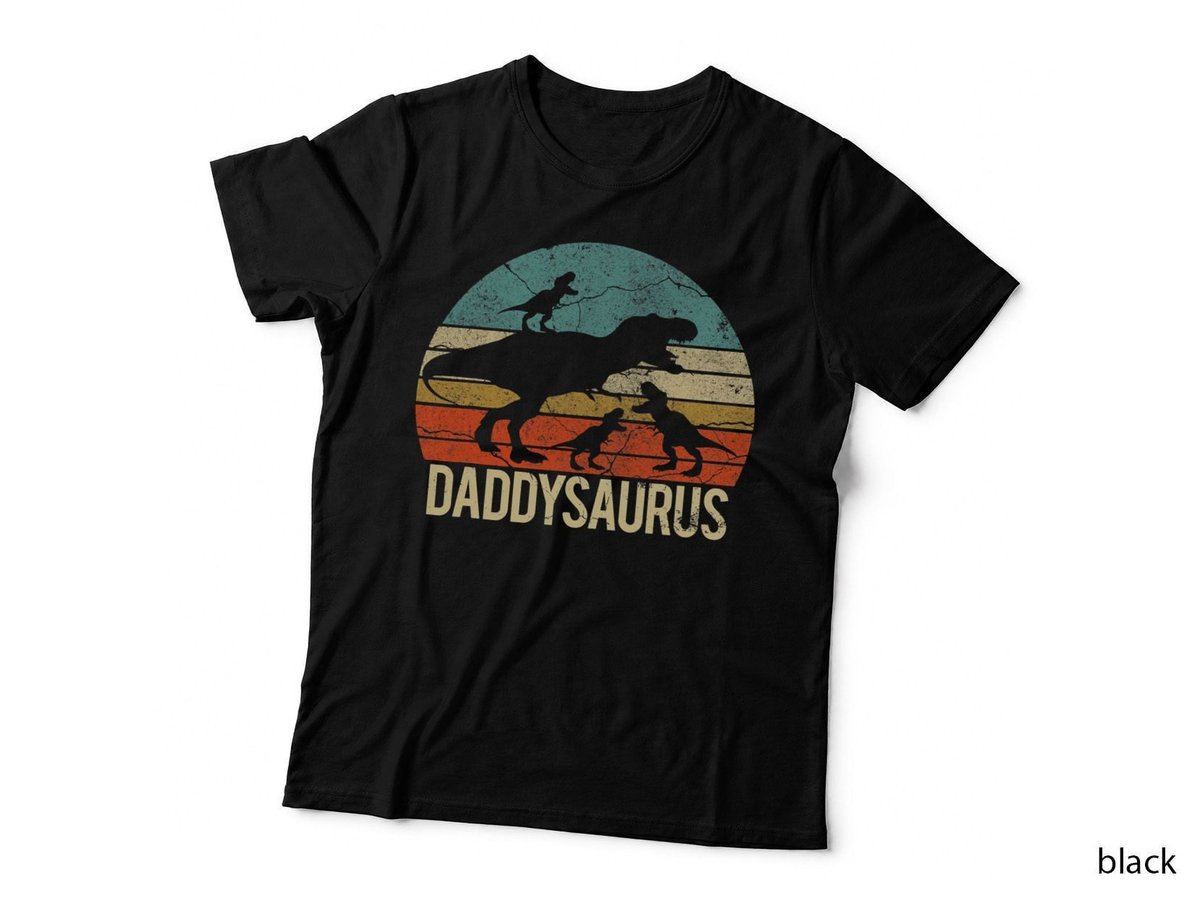 Daddy Dinosaur Daddysaurus 3 Three Kids Xmas Christmas Gift T-Shirt