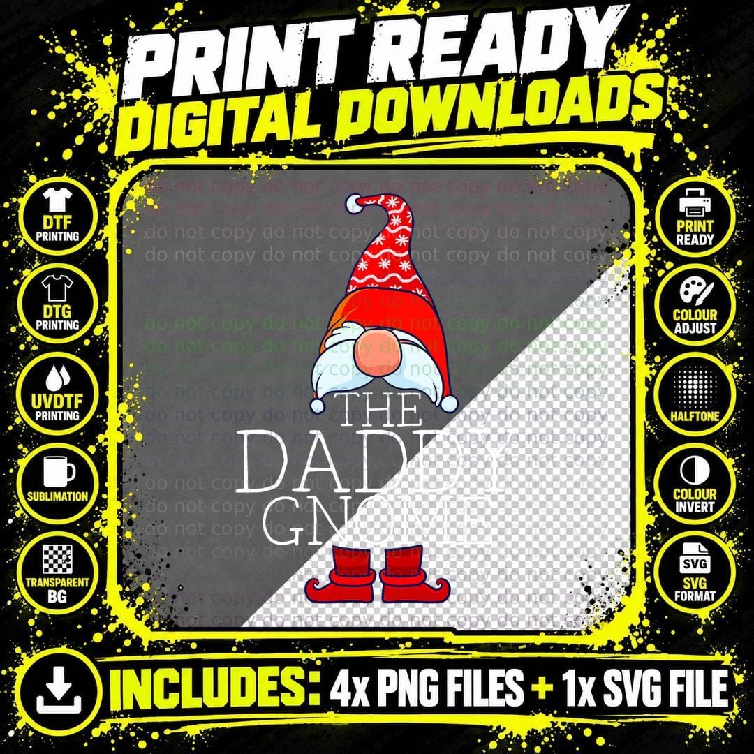Daddy Gnome Family Matching Group Christmas Outfits Png SVG Digital Bundle