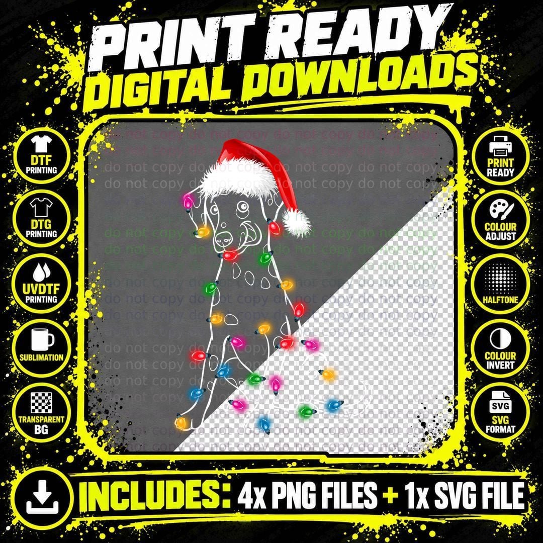 Dalmatian Christmas Lights T-Shirt Png SVG Digital Bundle