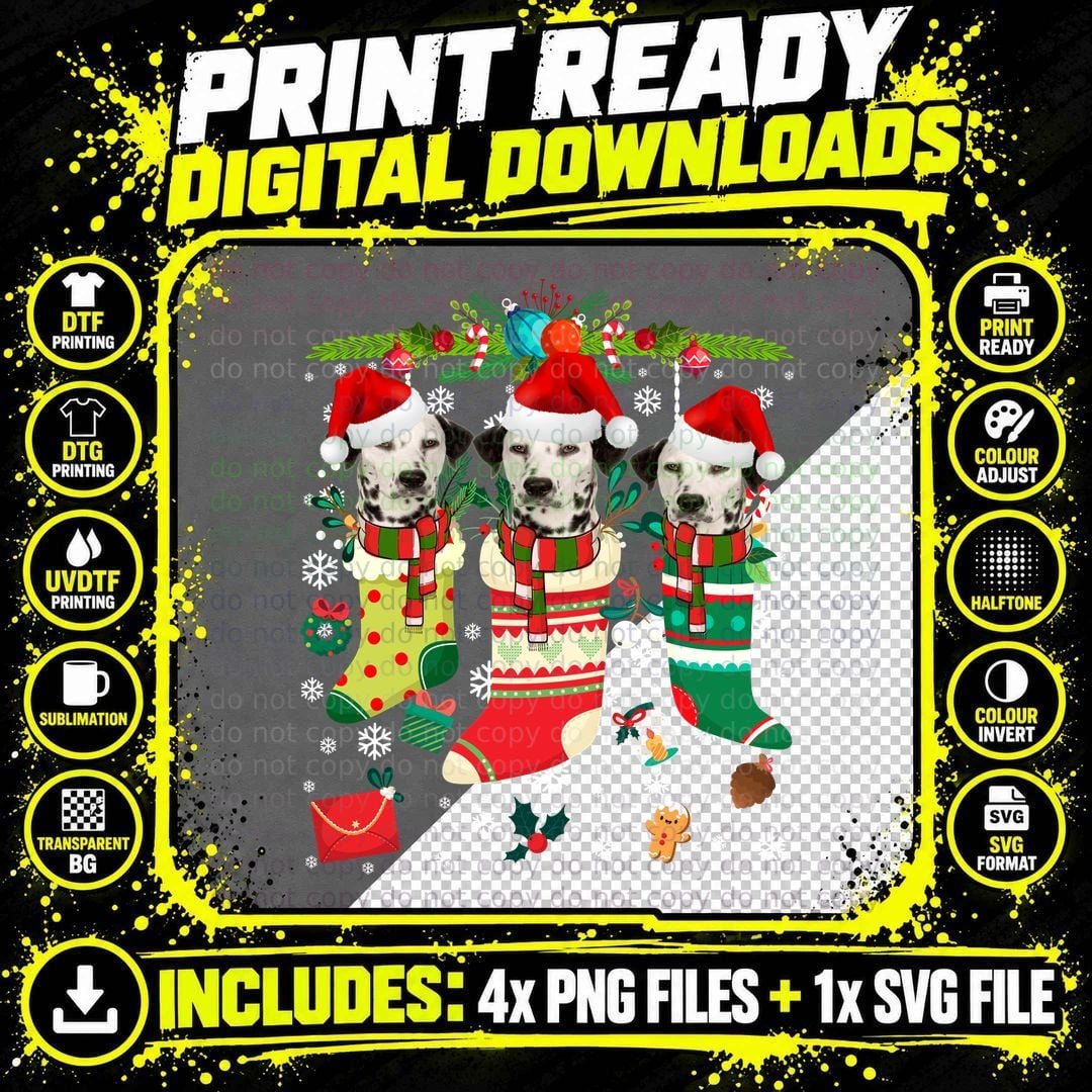 Dalmatian Christmas Stocking T-Shirt Png SVG Digital Bundle