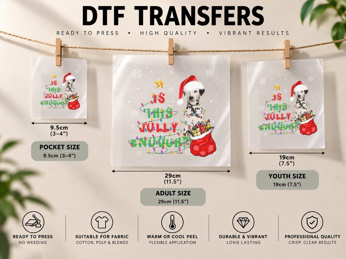Dalmatian Christmas, Festive Holiday Design, Pet Lover DTF Transfer Iron On