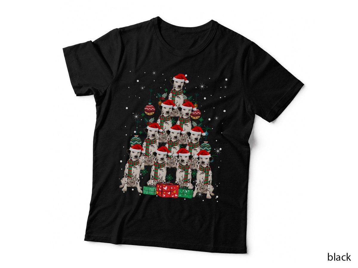 Dalmatian Christmas Tree T-Shirt, Festive Holiday Print, Pet Lover Apparel
