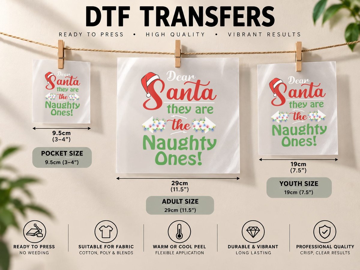 Dear Santa They Are the Naughty Ones Christmas Funny Gifts DTF Transfer Iron On