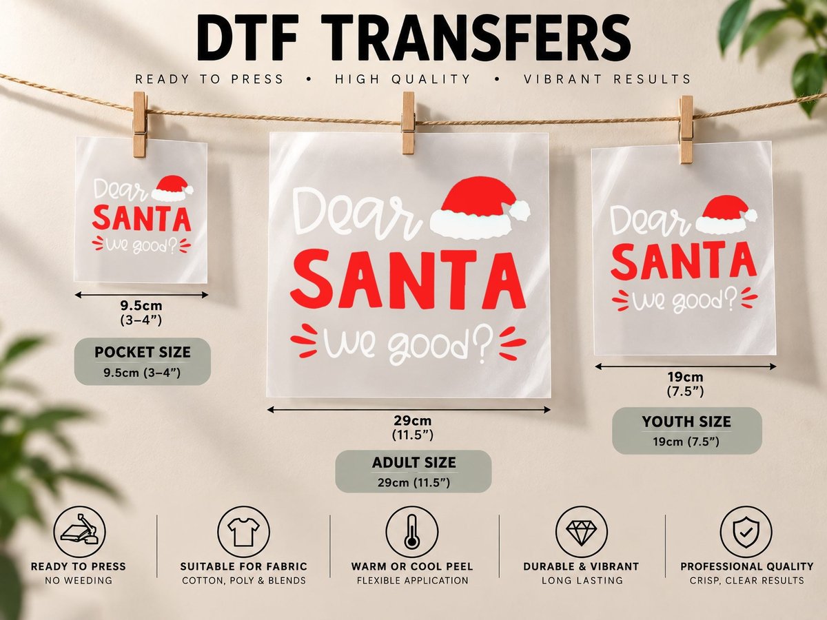 Dear Santa We Good Santa Hat Family Matching Christmas DTF Transfer Iron On