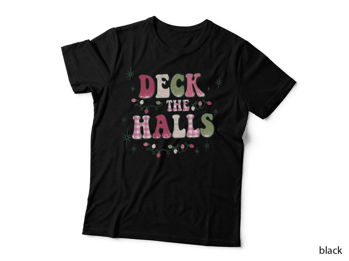 Deck the Halls Vintage Buffalo Plaid Pink Christmas, Vintage Christmas T-Shirt