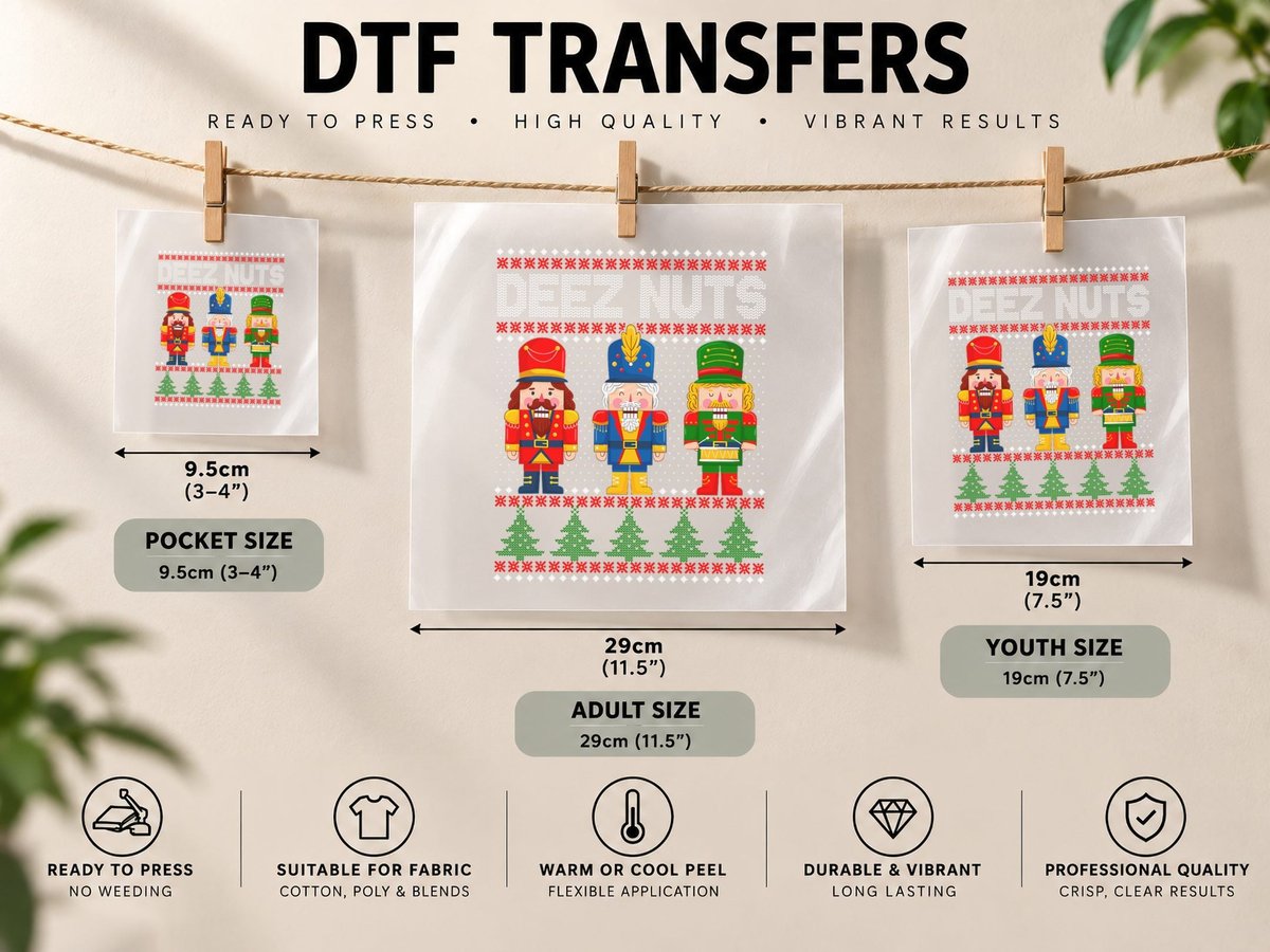 Deez Nuts Nutcracker Funny Ugly Christmas DTF Transfer Iron On