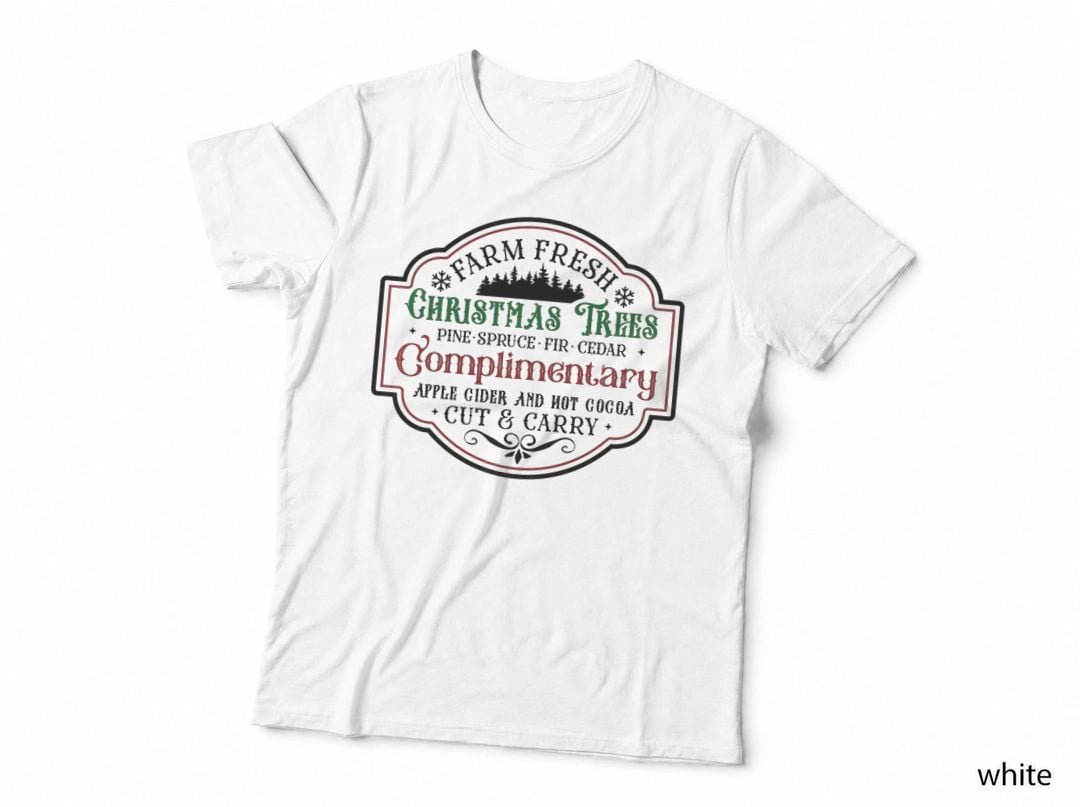 Farm Fresh Christmas Tree Sign, Vintage Farmhouse Christmas T-Shirt