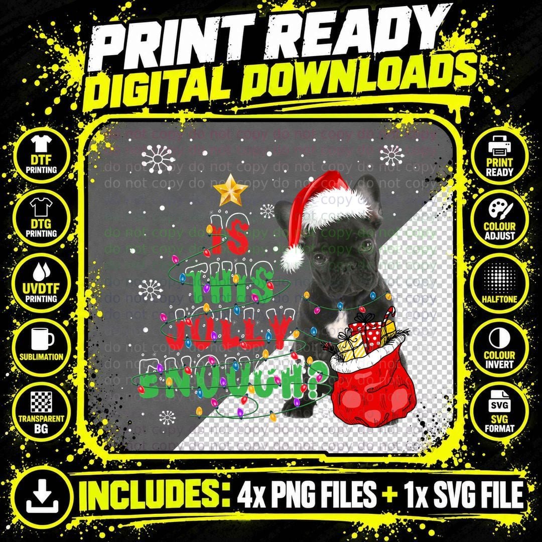 French Bulldog Christmas T-Shirt, Festive Holiday Style Png SVG Digital Bundle