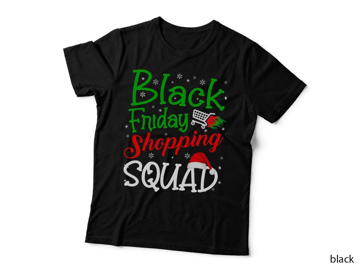 Friday Shopping Squad Christmas Black Shopping Family Group T-Shirt