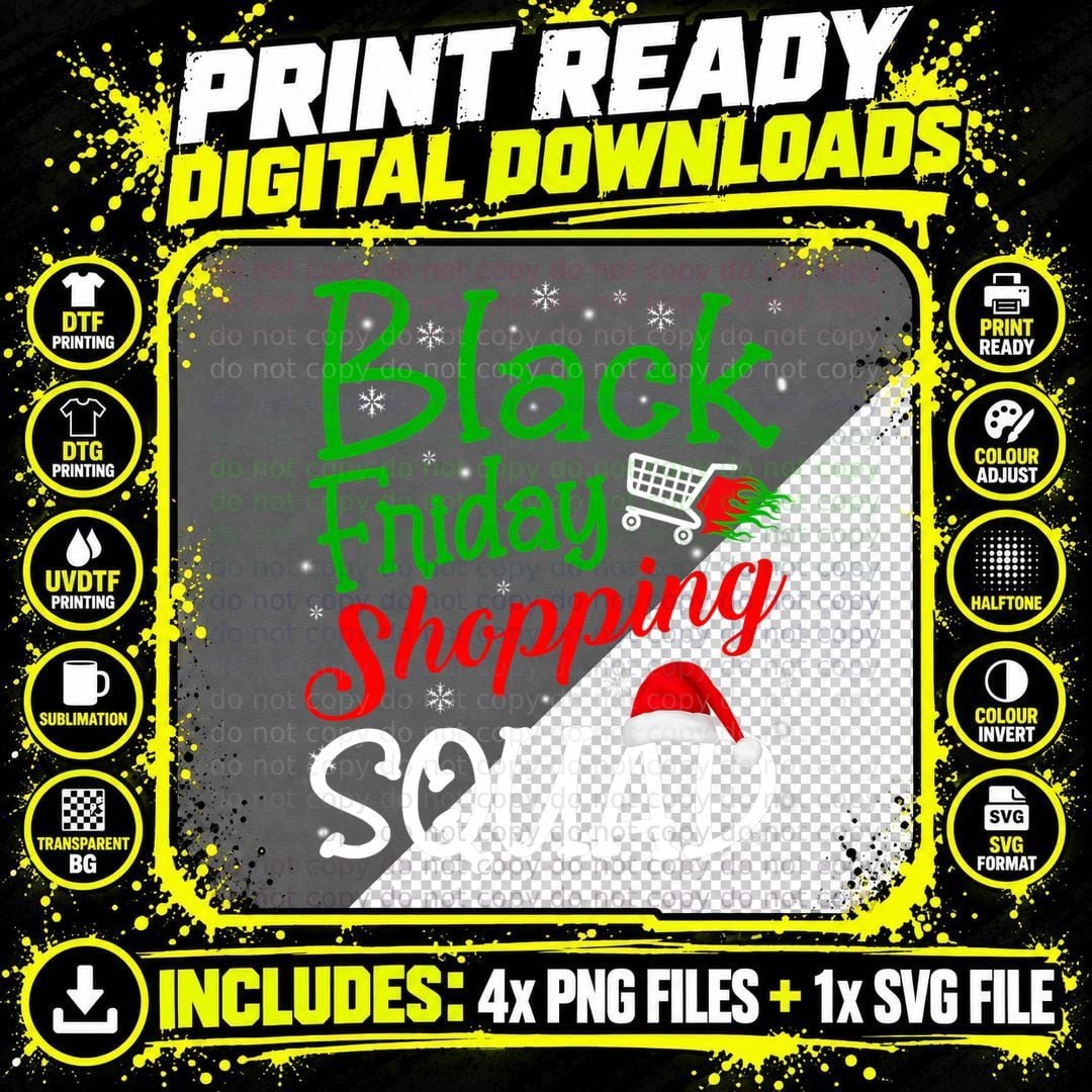 Friday Shopping Squad Christmas Black Shopping Family Png SVG Digital Bundle