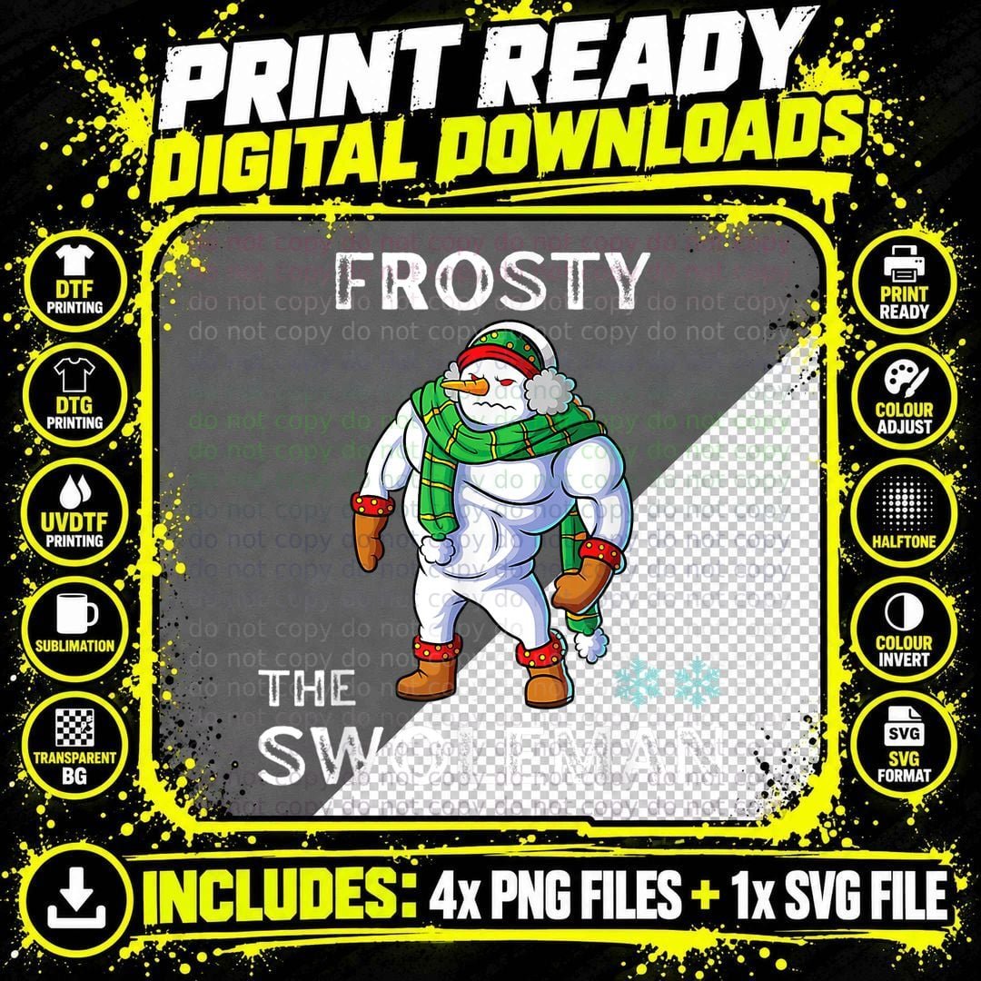 Frosty the Swoleman Funny Fitness Gym Training Christmas Png SVG Digital Bundle