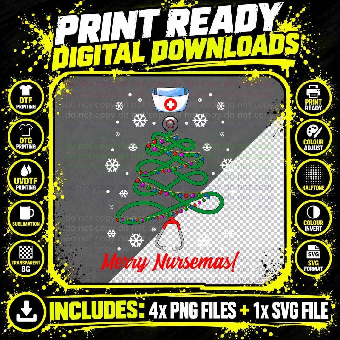 Funny Nurse Gifts Kids Mens Ugly Christmas Nurse T-Shirt Png SVG Digital Bundle