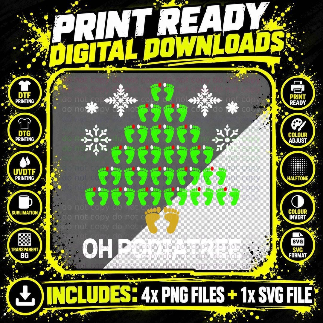 Funny Podiatry Christmas Tree Foot Podiatrist Idea Png SVG Digital Bundle
