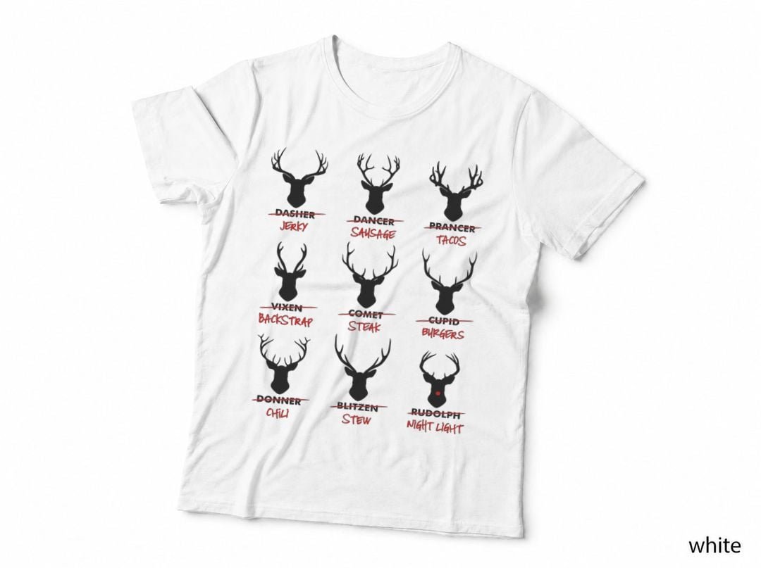 Funny Ugly Christmas Top Deer Hunter Santa's Reindeer T-Shirt