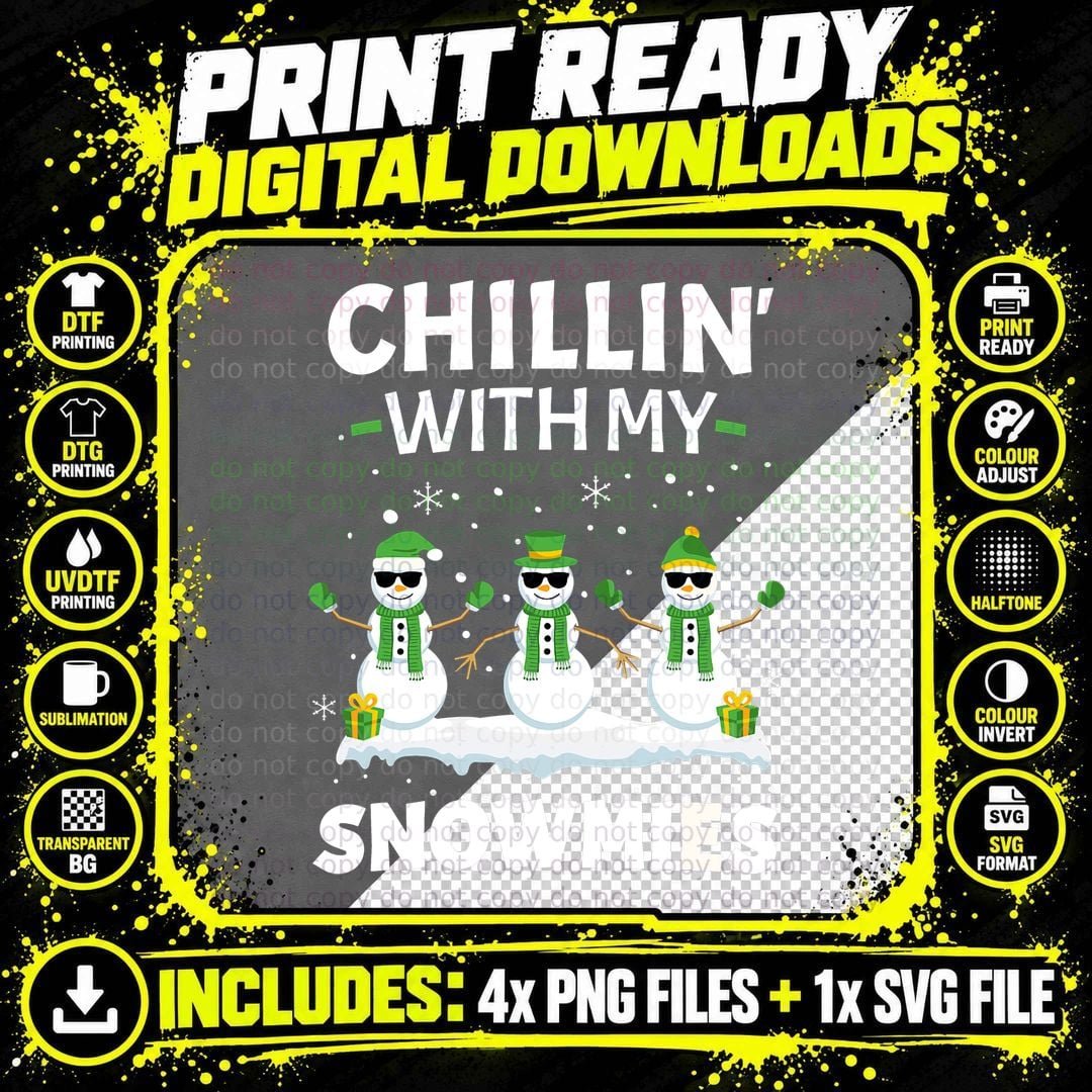 Funny Xmas Pajama Ugly Christmas Chillin with My Png SVG Digital Bundle