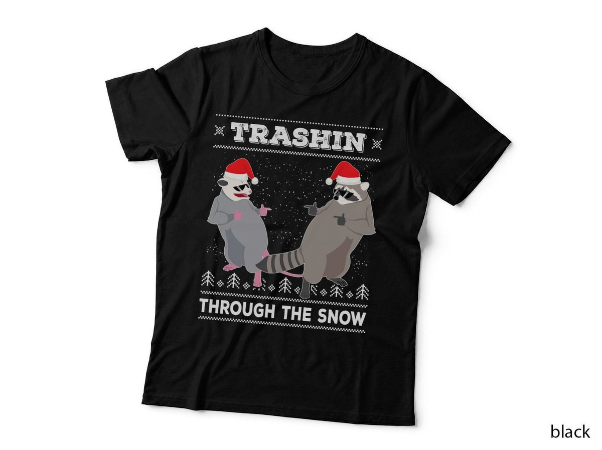 Garbage Gang Opossum Raccoon Ugly Christmas Sweater T-Shirt