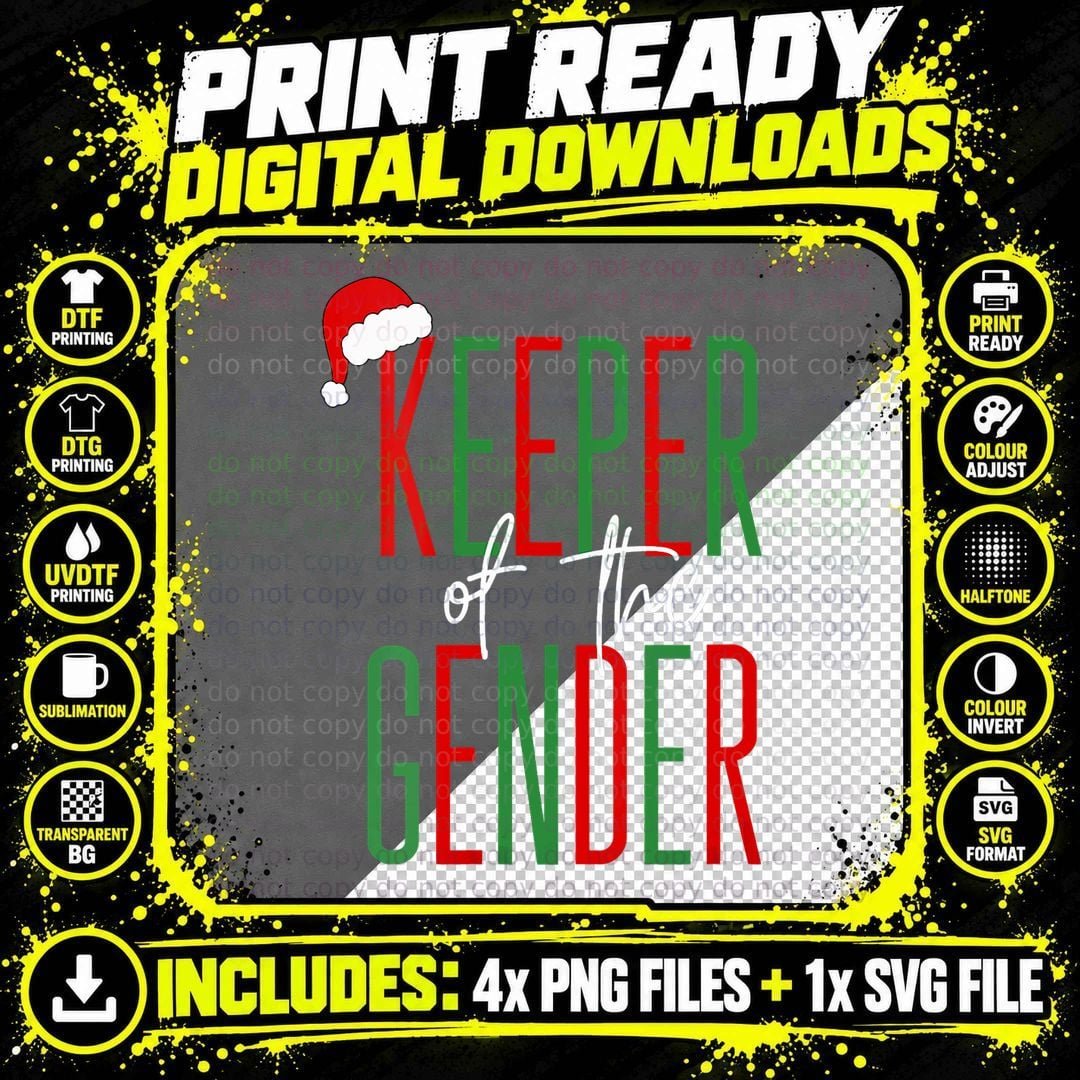 Gender Reveal Party Christmas Keeper of the Gender Santa Png SVG Digital Bundle