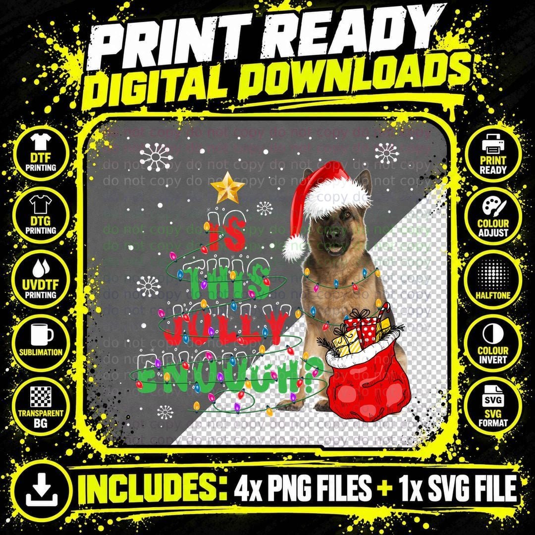 German Shepherd Christmas T-Shirt, Festive Holiday Png SVG Digital Bundle