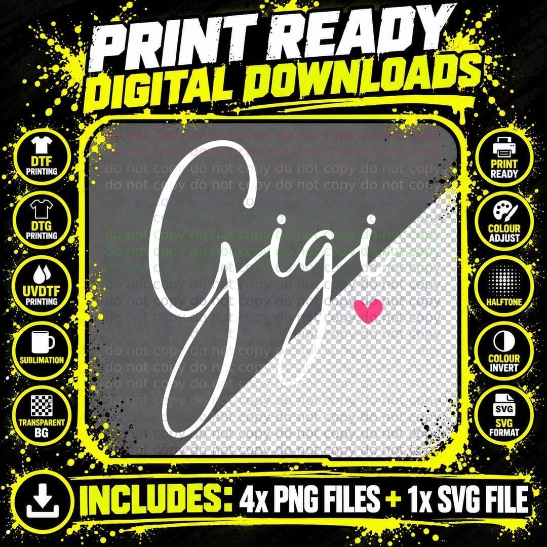 Gigi for Women Grandma Mother's Day Christmas Pullover Png SVG Digital Bundle