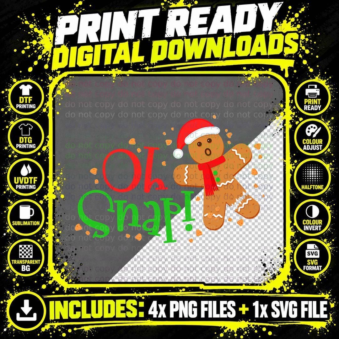 Gingerbread Christmas Oh Snap! Baking Baker Holiday Png SVG Digital Bundle