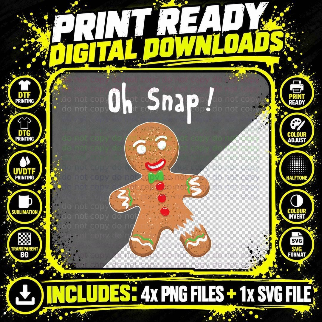 Gingerbread Man Oh Snap Christmas Cookie Costume Baking Png SVG Digital Bundle