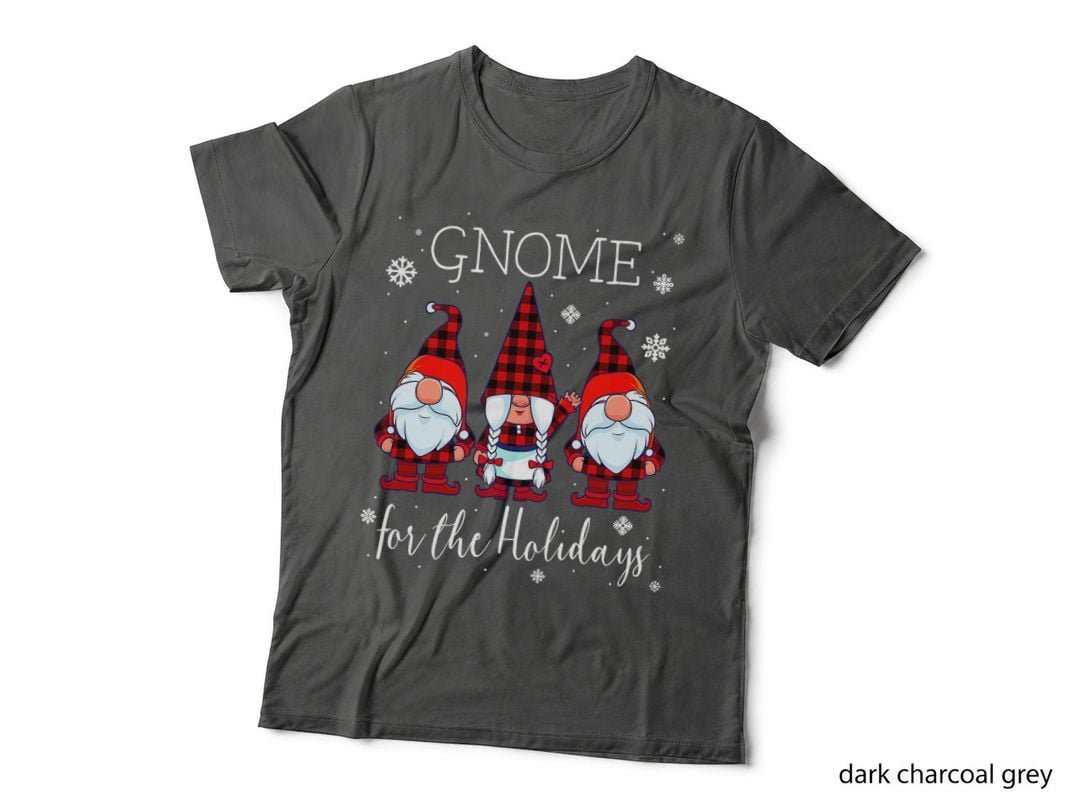 Gnome for the Holidays Buffalo Plaid 3 Gnomes Christmas Xmas T-Shirt
