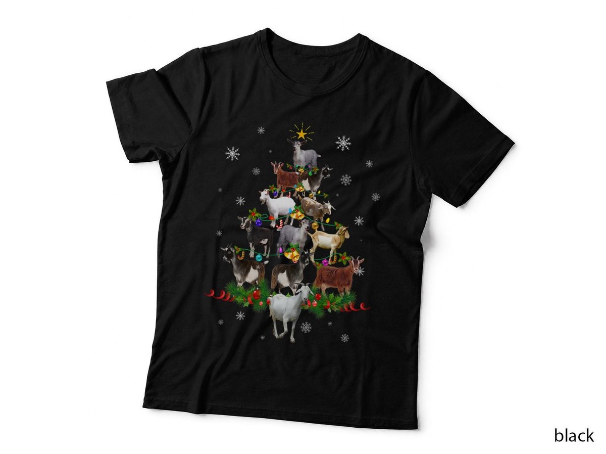 Goat Christmas Tree Snow Funny Goat Xmas Gift T-Shirt