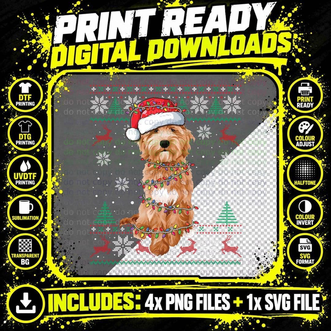 Goldendoodle Christmas Ugly Sweater Funny Dog Lover Xmas Png SVG Digital Bundle