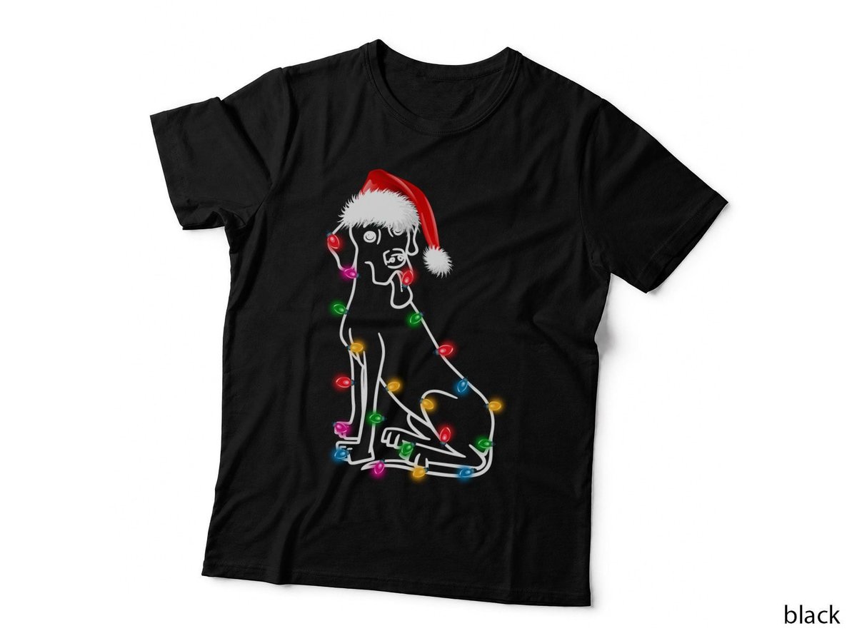 Great Dane Christmas Lights T-Shirt, Festive Holiday Style