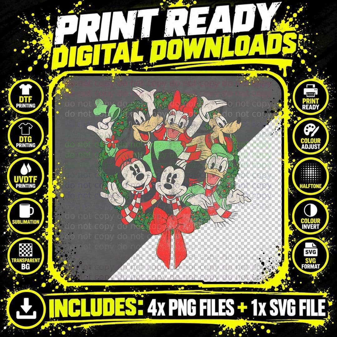 Group Shot Christmas Wreath T-Shirt Png SVG Digital Bundle