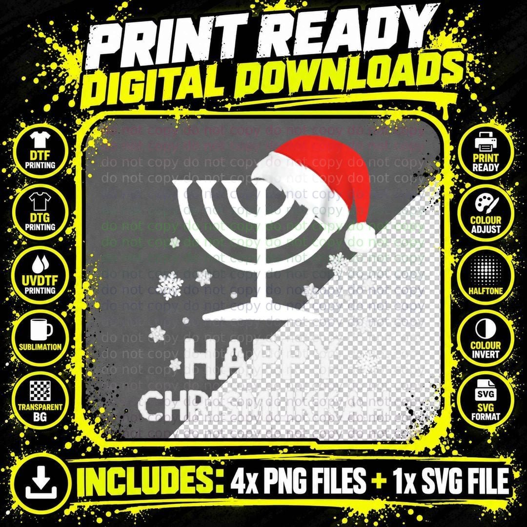 Happy Chrismukkah Ugly Hanukkah Sweater Christmas T-Shirt Png SVG Digital Bundle