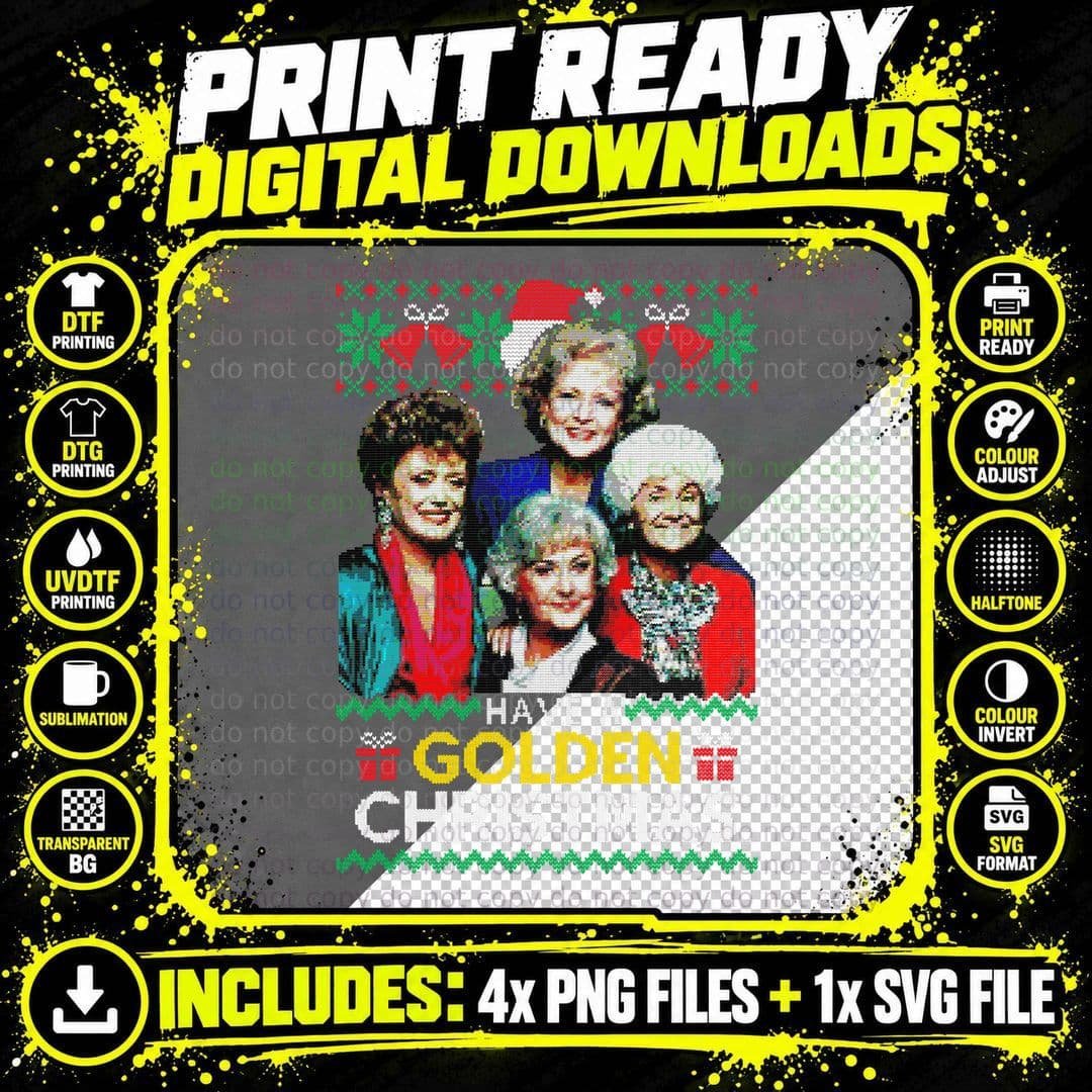 Have a Golden Christmas, Ugly Christmas Sweater T-Shirt Png SVG Digital Bundle