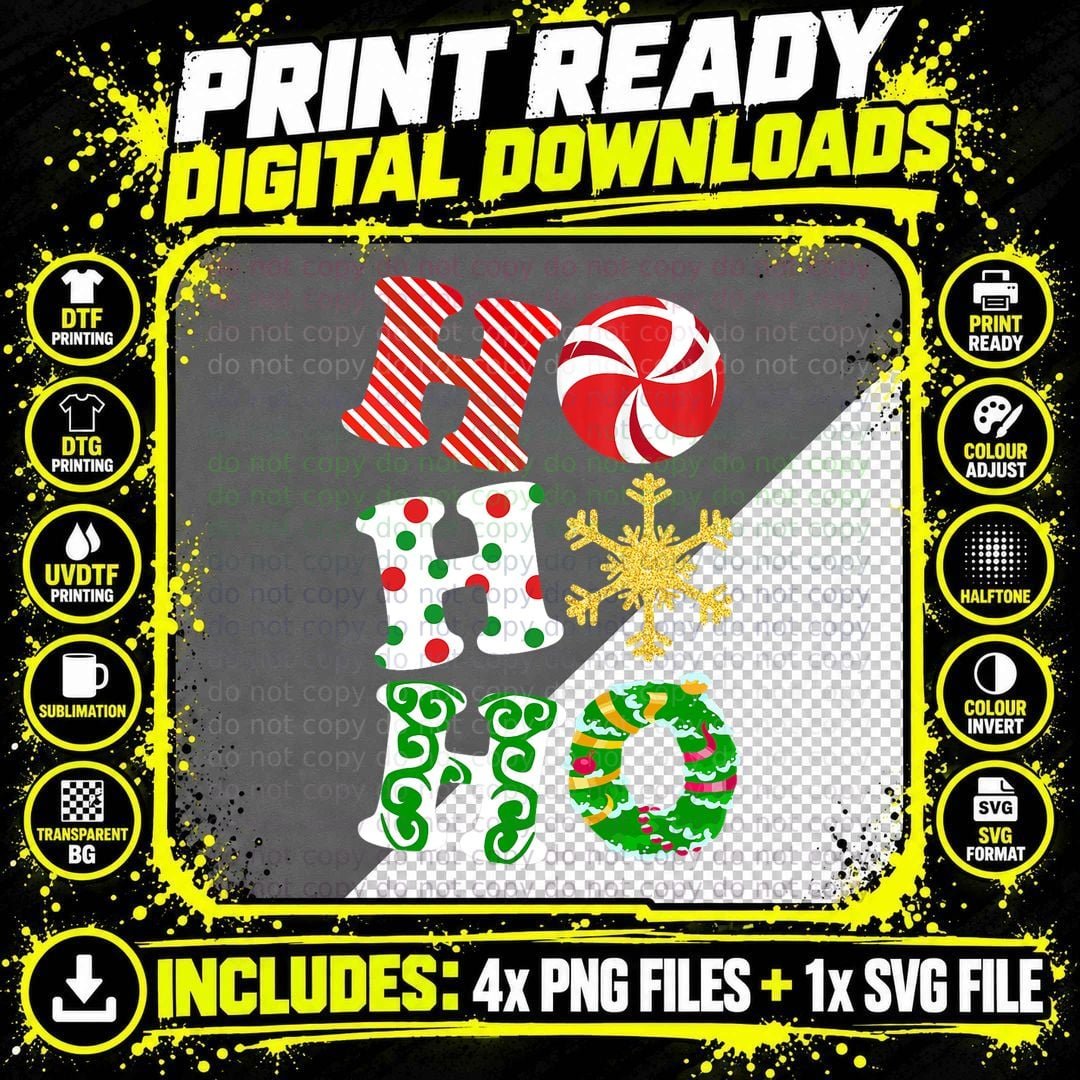 Hohoho Candy Christmas Outfit Holiday Candy Lovers Xmas Png SVG Digital Bundle