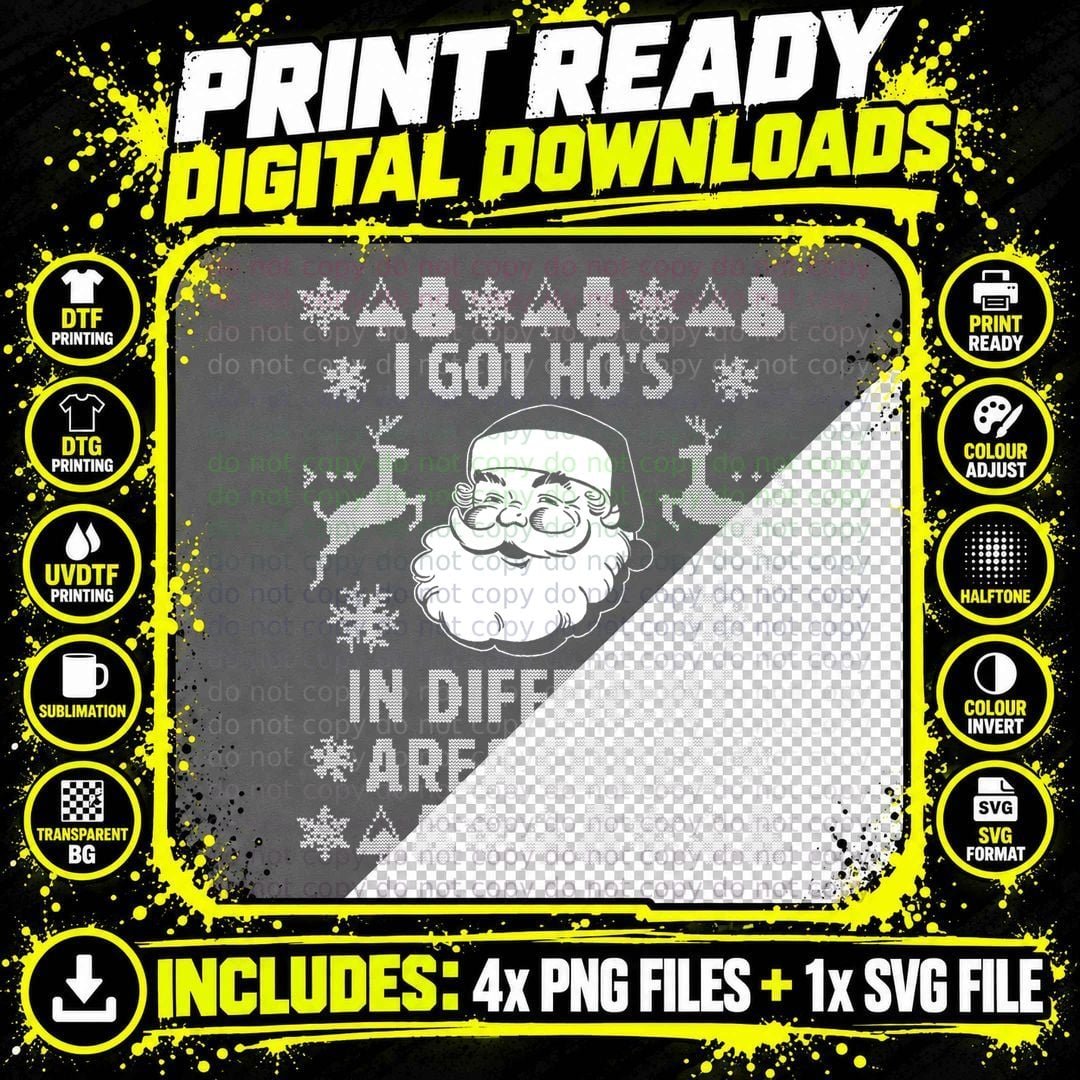 I Got Ho's in Different Area Codes Funny Santa Christmas Png SVG Digital Bundle