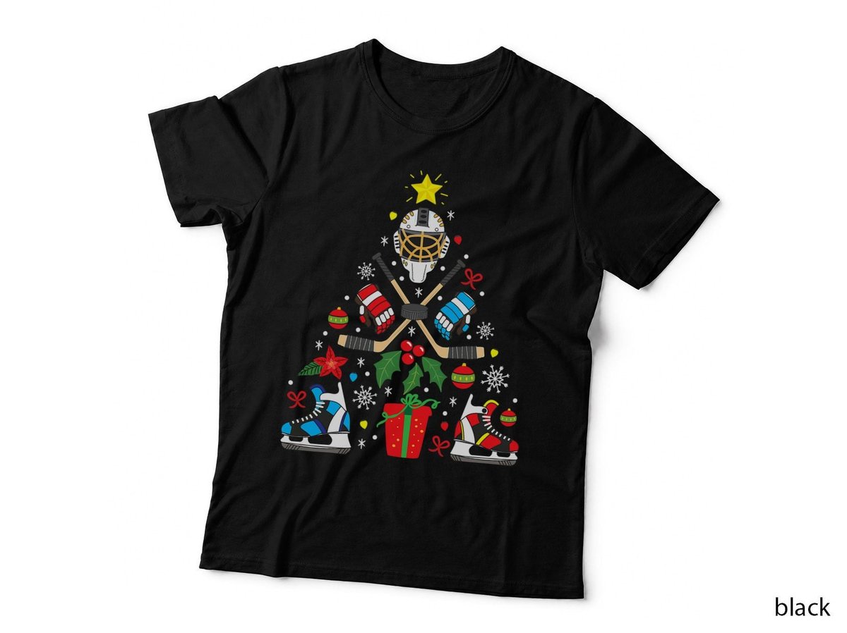 Ice Hockey Christmas Ornament Tree Funny Xmas Gift Boys T-Shirt