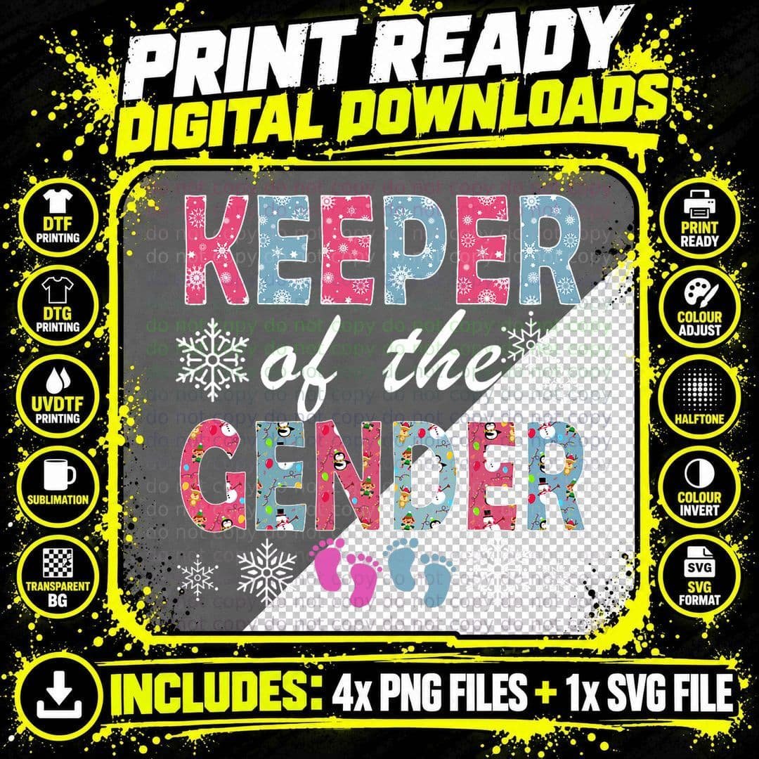 Keeper of the Gender Reveal Baby Christmas Party T-Shirt Png SVG Digital Bundle