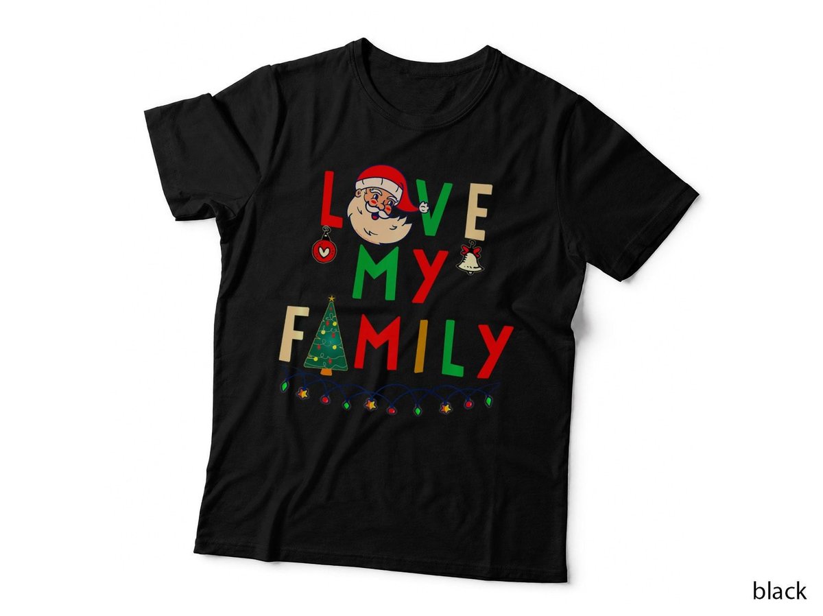 LOVE MY Family Vintage Santa Family Christmas Pajama T-Shirt