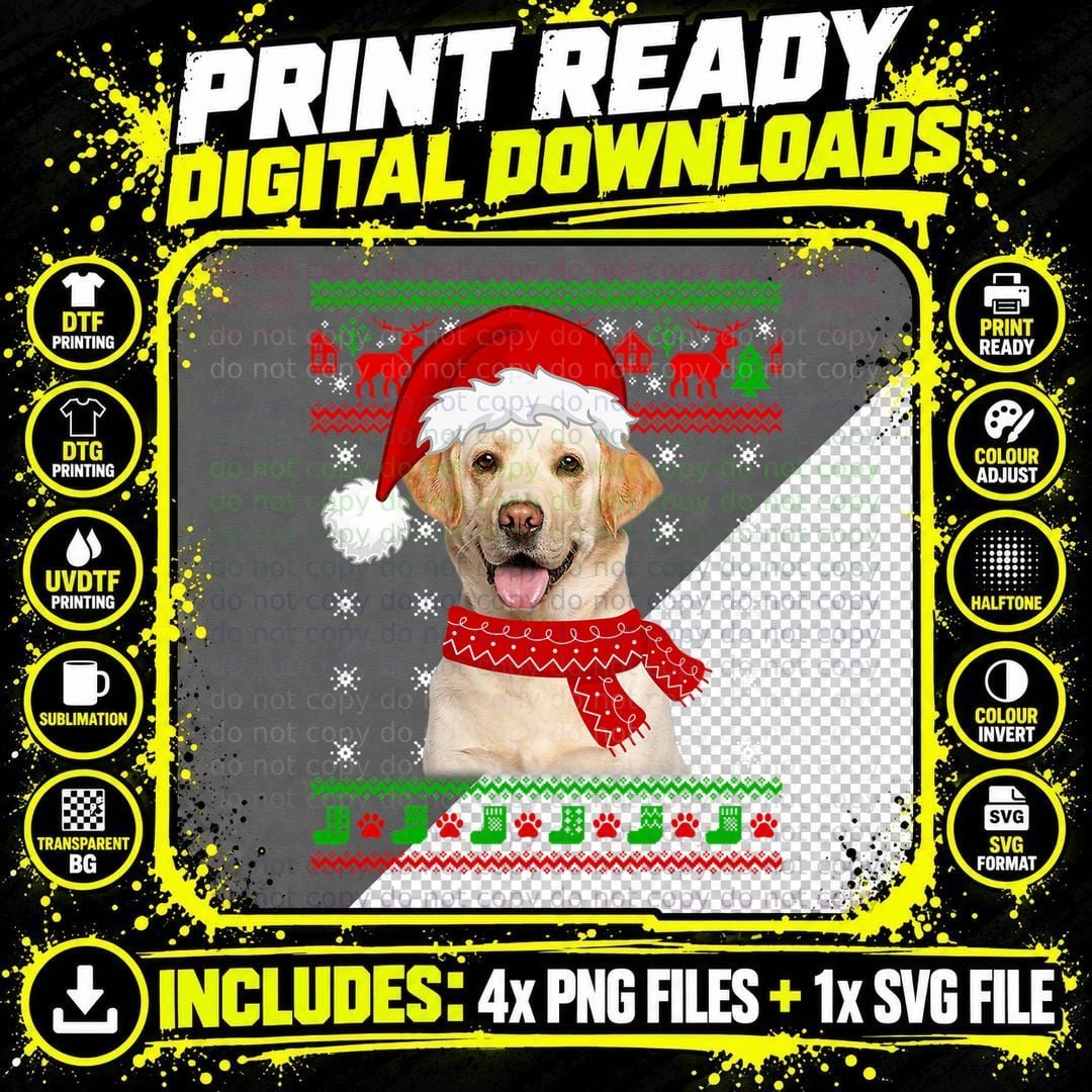 Labrador Dog Ugly Sweater Christmas Puppy Dog Lover Png SVG Digital Bundle