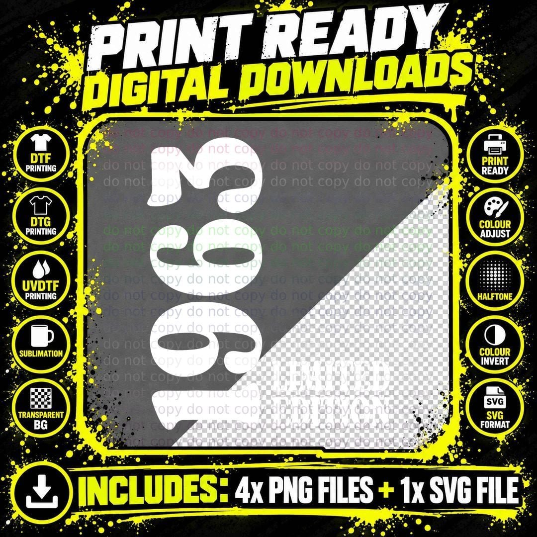 Limited Edition 1963 Christmas Retro Vintage Birthday Png SVG Digital Bundle