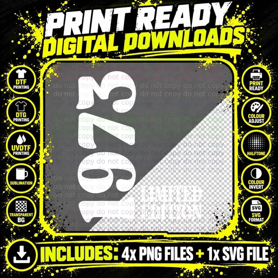 Limited Edition 1973 Christmas Retro Vintage Birthday Png SVG Digital Bundle