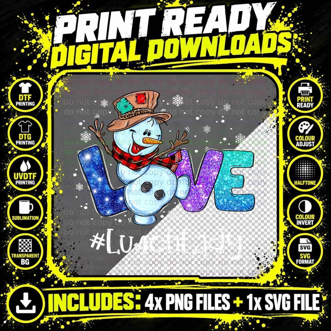 Lunch Lady School Cafeteria Love Snowman Winter Png SVG Digital Bundle
