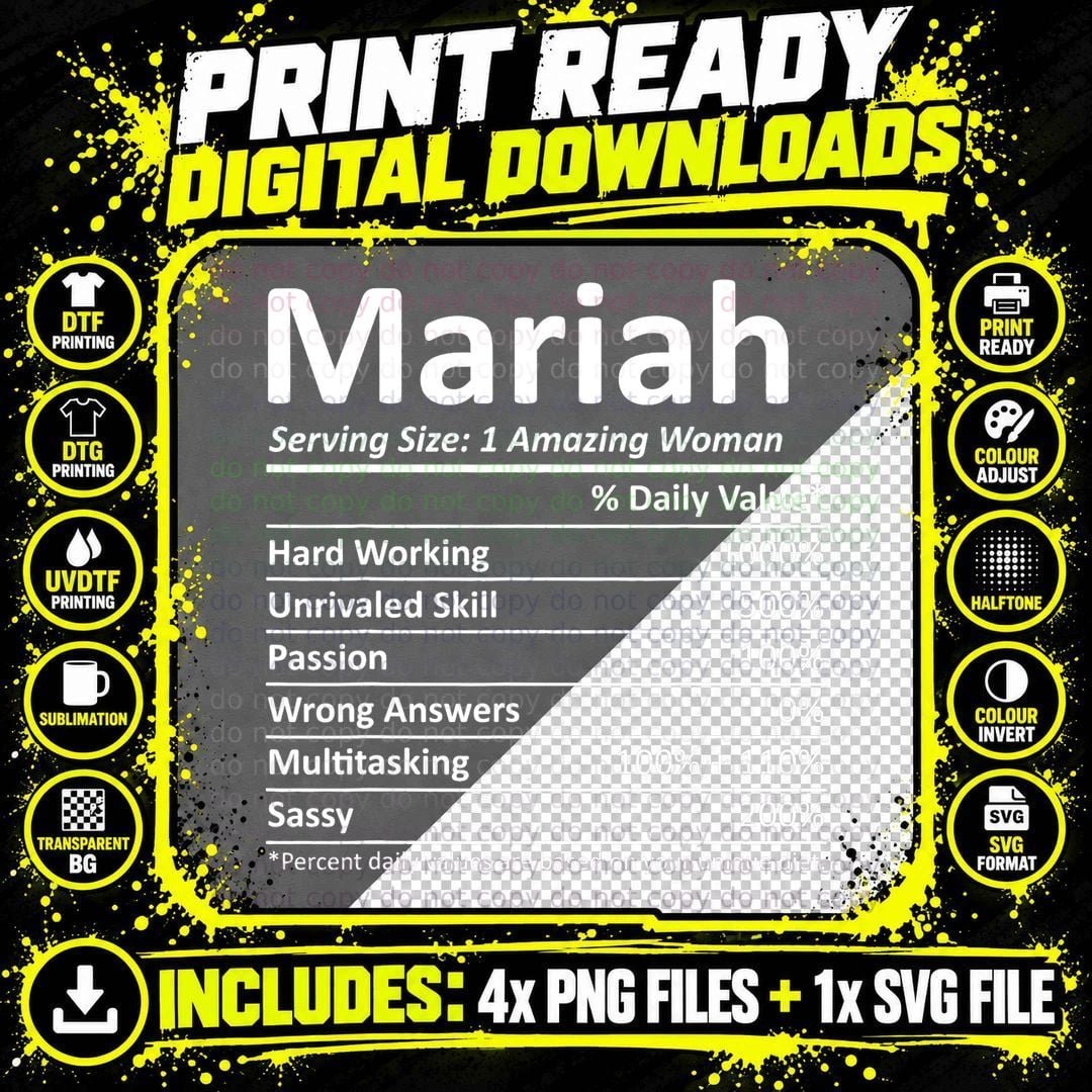 Mariah Nutrition Personalized Name Funny Christmas Gift Png SVG Digital Bundle