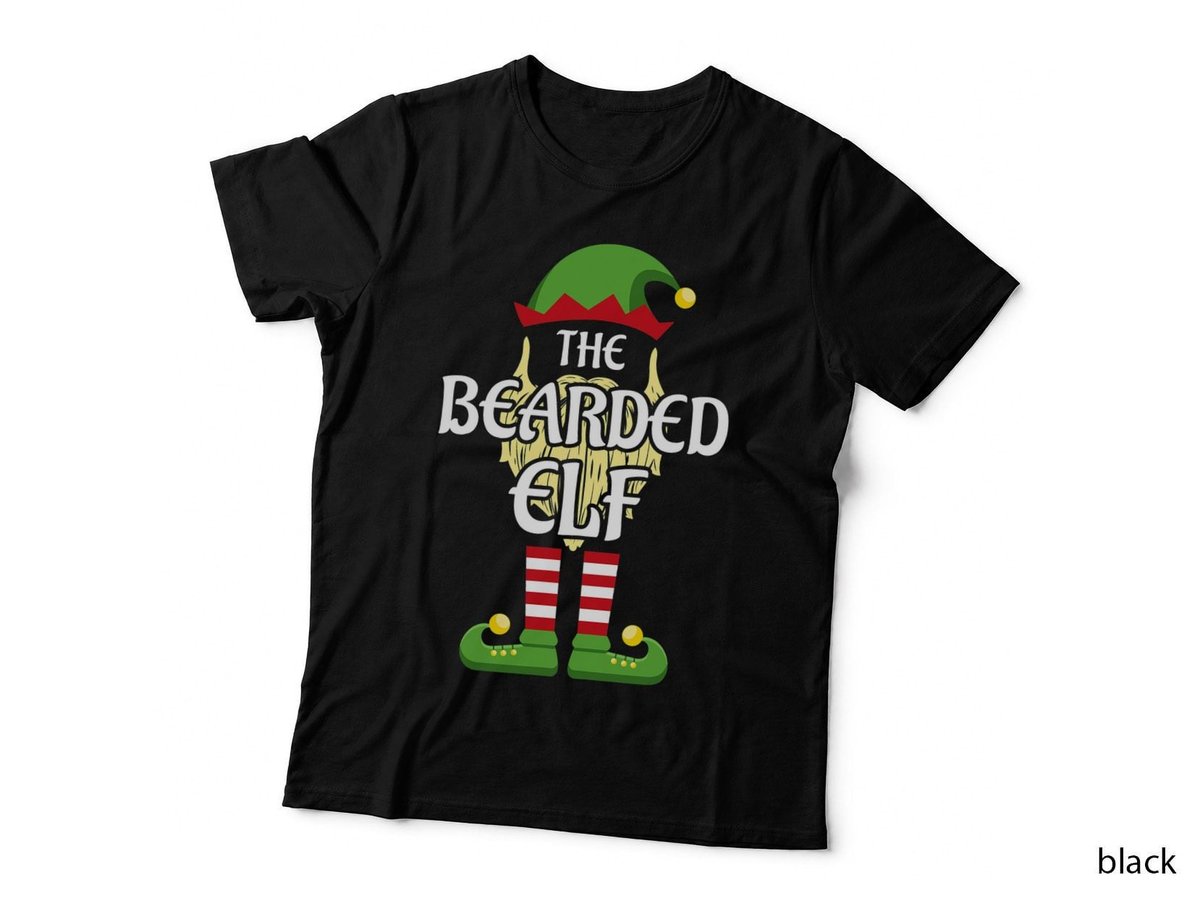 Mens Bearded Elf Family Matching Group Christmas T-Shirt
