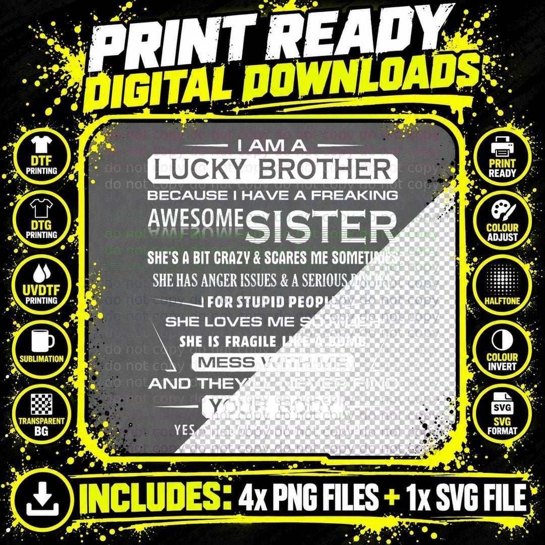 Mens Christmas Funny for Brother from Sister I Am a Png SVG Digital Bundle