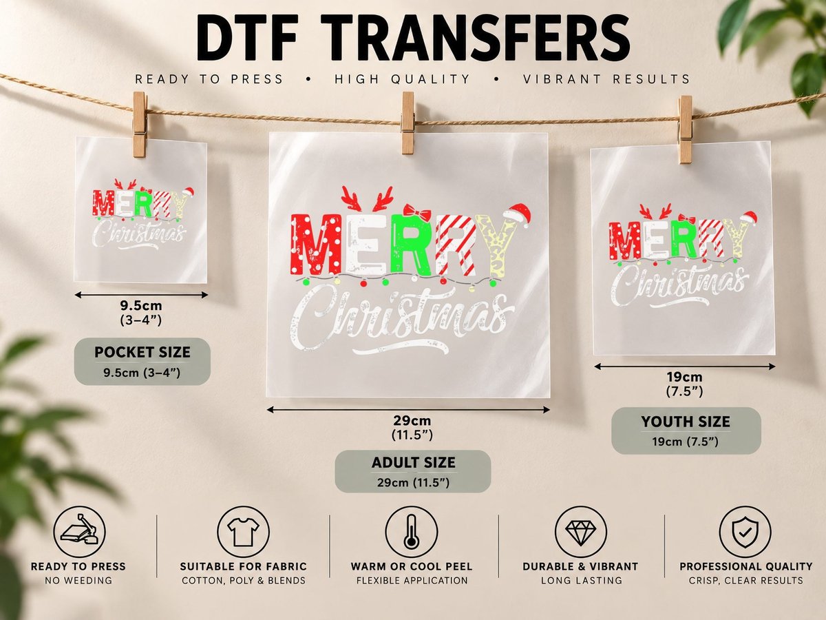 Merry Christmas Matching Family Christmas Men Women DTF Transfer Iron On