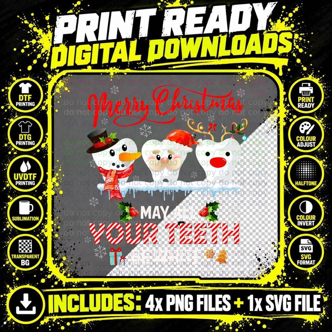 Merry Christmas May All Your Teeth Be White Dental Png SVG Digital Bundle