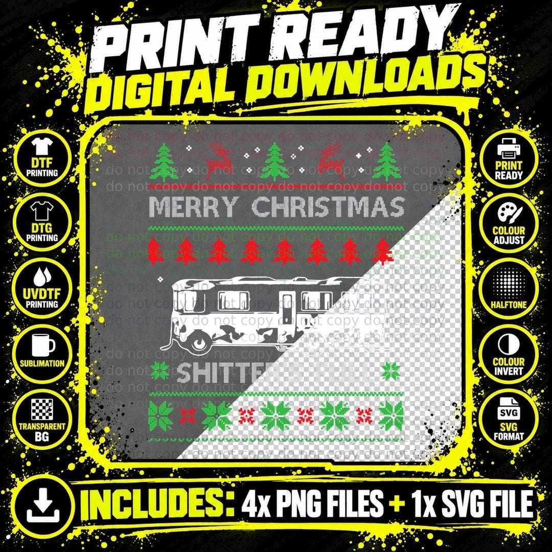Merry Christmas Shitter's Full Funny Holiday Ugly Png SVG Digital Bundle