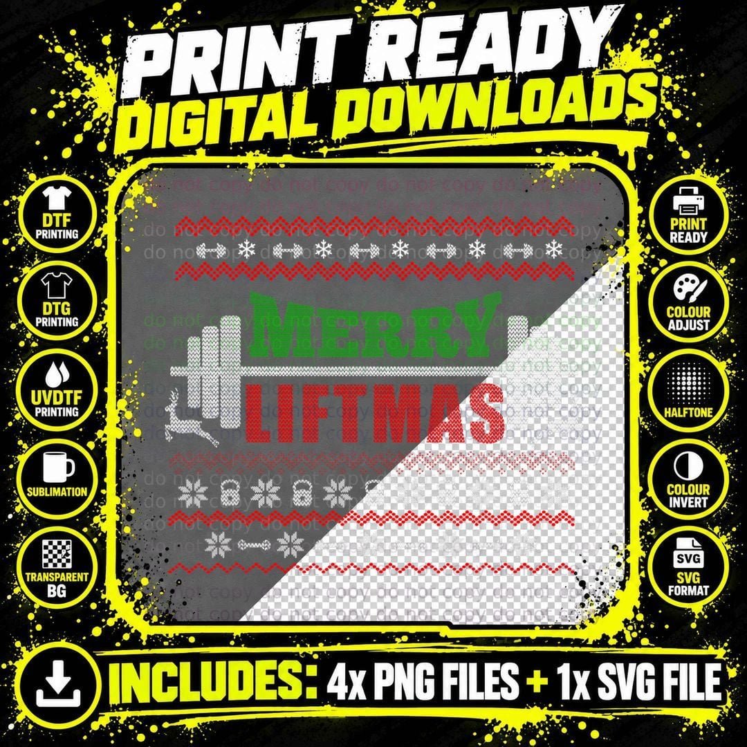 Merry Liftmas T-Shirt Christmas Workout Gift for Fitness Png SVG Digital Bundle