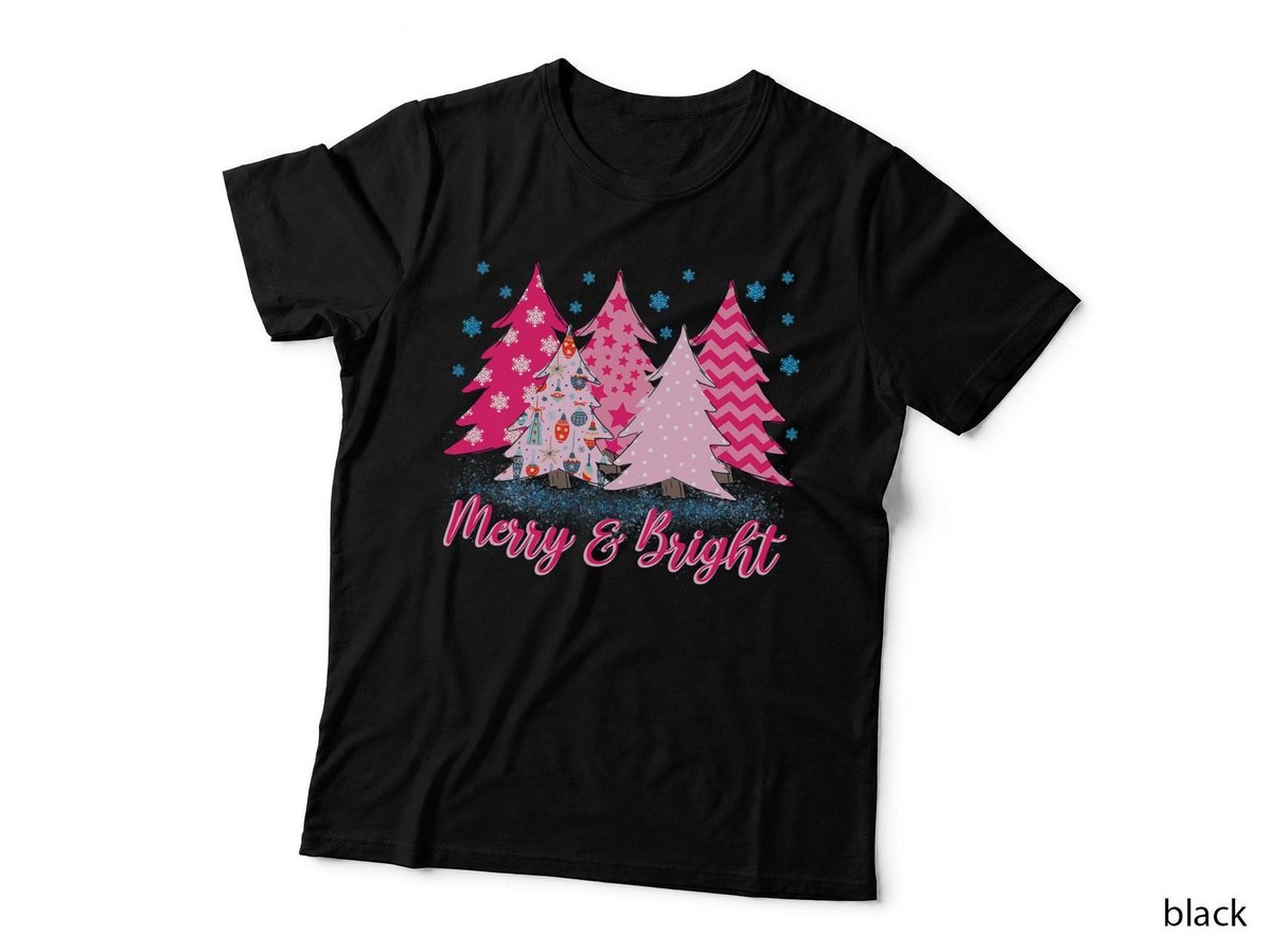 Merry and Bright Pink Christmas Tree, Pink Christmas Costume T-Shirt